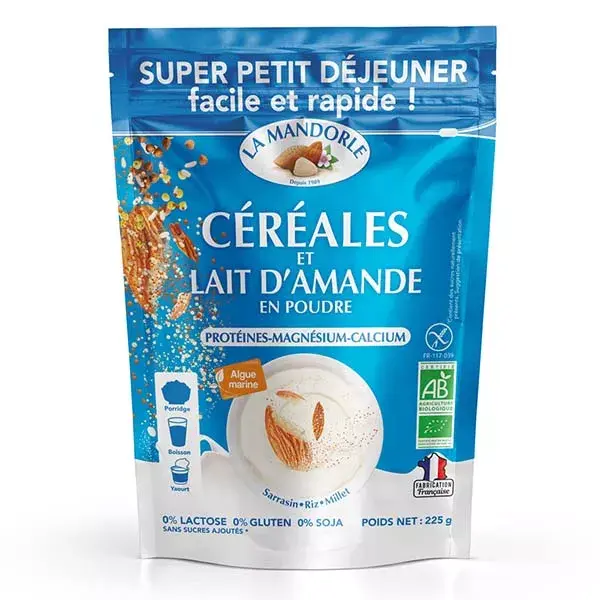 La Mandorle Super Petit déjeuner Céréales et Lait d'Amande BIO Doypack 225g