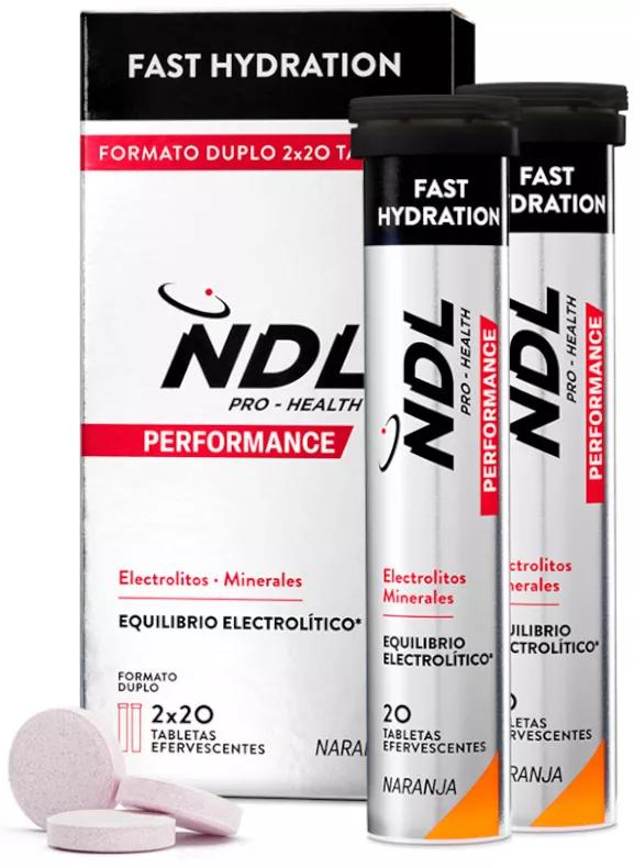 NDL Pro-Health Hidratación Rápida Naranja 2x20 Tabletas Efervescentes 