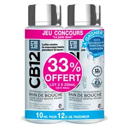 CB12 White Bain de Bouche Menthe Légère Lot de 2 x 250ml