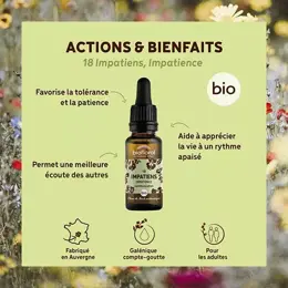 Biofloral Fleur De Bach 18 Impatiens Impatience Compte Gouttes Bio 20 ml