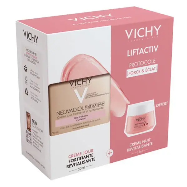 Vichy Neovadiol Rose Platinium Crema de Día Revitalizante Fortificante 50ml + Crema de Noche 15ml Estuche de Regalo