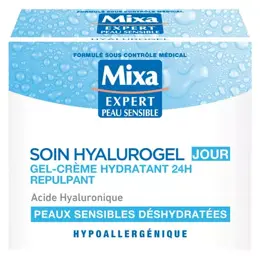 Mixa Visage Hyalurogel Gel-Crème Hydratant 24h Peaux Sensibles Déshydratées 50ml