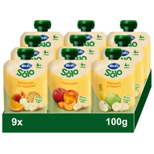 Hero Baby Apple and Banana Bags 3x100g + Three Fruits 3x100gr + Multifruits with Cookie 3x100gr +4m