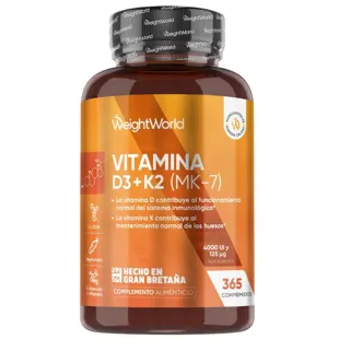 WeightWorld Vitamin D3 4000IU + K2 (MK-7) 125mcg 365 Tablets