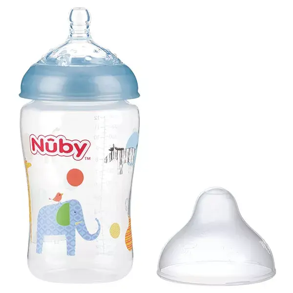 Capezzolo di Nûby bottiglia collo largo giallo Silicone flusso medio + 3 m 360ml