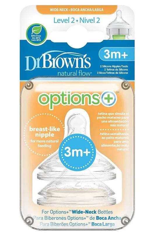 Options de tétine Dr Browns + Dr.Brown's Wide Mouth Level 2 : à partir de 3 mois