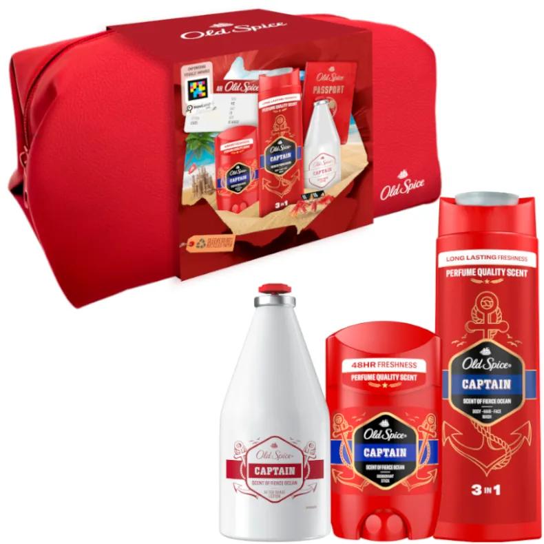 Old Spice Captain Traveller Geschenkset Deodorant 50 ml + Gel 250 ml + Aftershave Lotion 100 ml