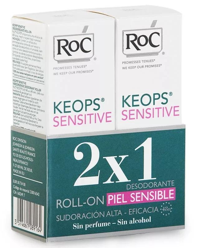Roc Keops desodorizante Roll On Pele sensível 30ml DUPLO 2X1