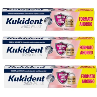 Kukident Pro Plus Barrera Anticomida sin Sabor 3x57 gr PACK AHORRO