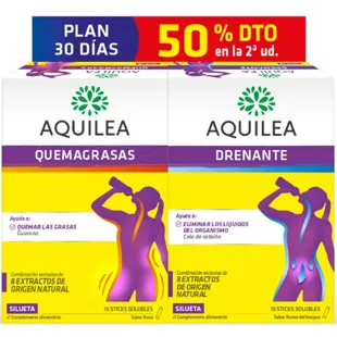 Aquilea Quemagrasas 15 Sticks + Aquilea Drenante 15 Sticks (2ª Ud 50% Dto)
