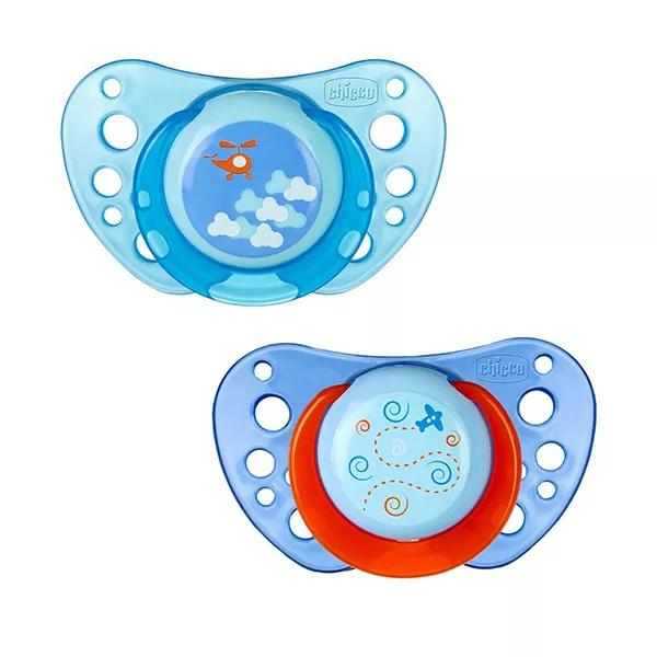 Chicco Physio Forma Air Silicone 6-16m Lotto di 2 + Scatola di Sterilizzazione Pesce Mela