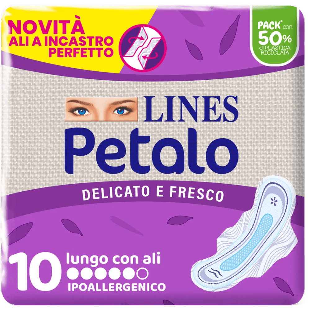 Lines Petalo Blu Assorbente Extra Lungo Con Ali 10 Pezzi