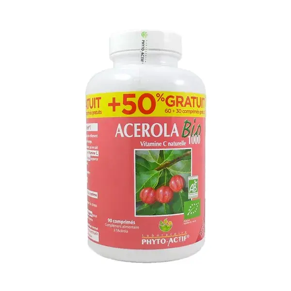 Phytoactif Acérola Bio 1000 60 comprimidos + 30 ofertas