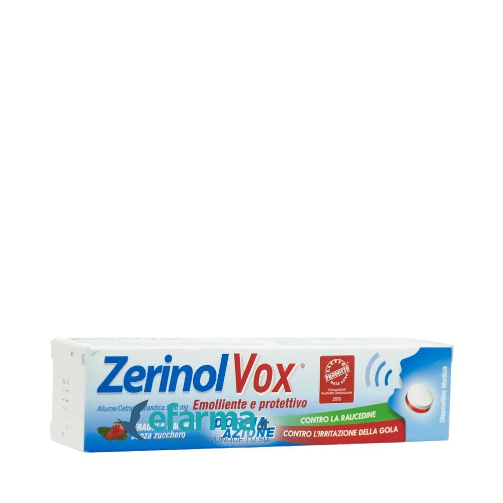 Zerinol Vox Emolliente e Protettivo Gola Gusto Fragola e Menta 18 Pastiglie