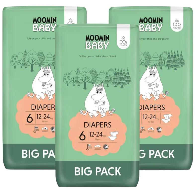 Moomin Baby Diapers Size 6 (12-24 Kg) 3x51 pcs