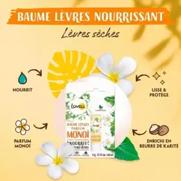 Lovea - Baume À Lèvres - Monoï - Lèvres Sèches - Au Beurre De Karité 4g