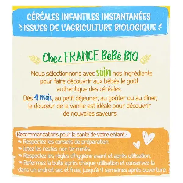 France Bébé Nutrition Céréales en Poudre Riz & Vanille +4m Bio 200g