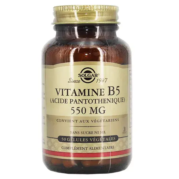 Solgar Vitamine B5 -Acide Pantothénique- 550mg 50 gélules végétales