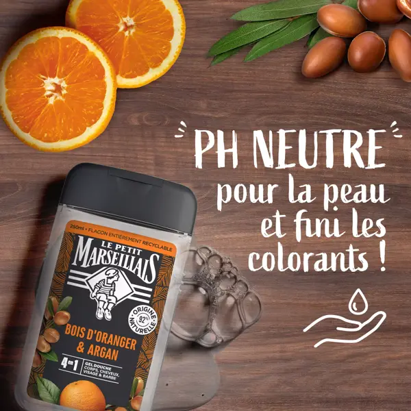 Le Petit Marseillais Gel Douche Homme Bois d'Oranger & Argan 250 ml