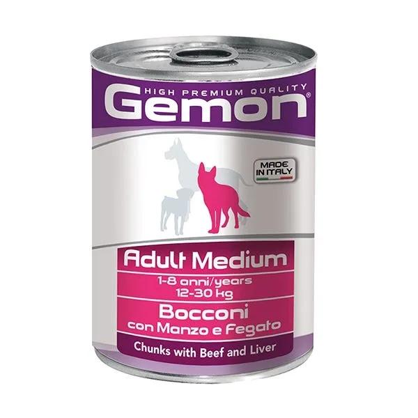 Monge Gemon Bocconi Manzo E Fegato Cibo Umido Cani Adulti Taglia Media Barattolo 415 G