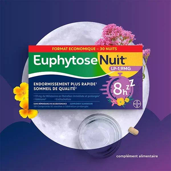 EuphytoseNuit® LP 1,9 mg mélatonine 30 comprimés à libération prolongée