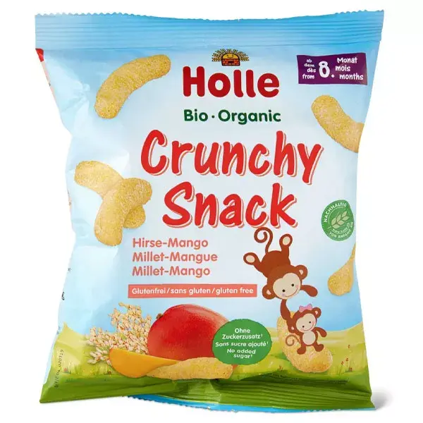 Holle Crunchy Snack Millet Mangue Sans Gluten +8m Bio 25g