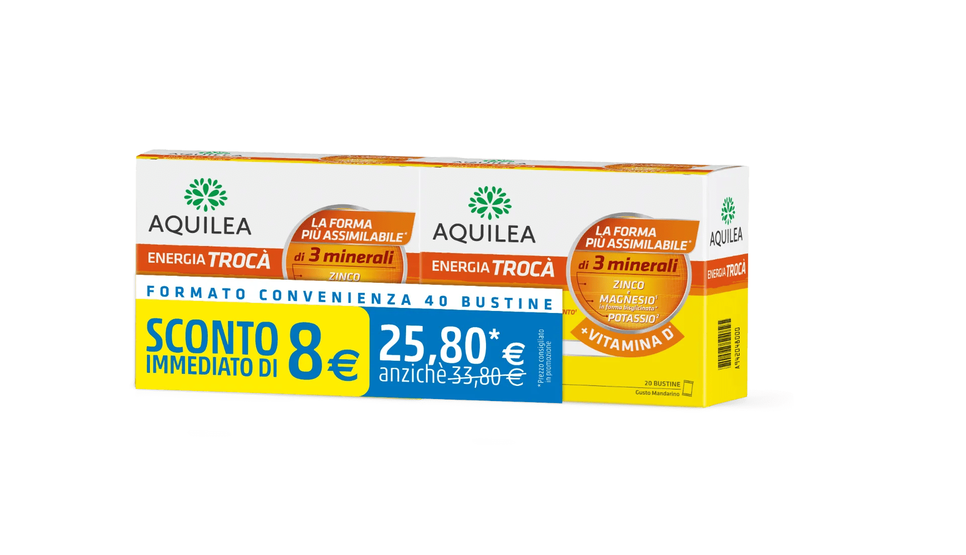 Aquilea Energia Trocà + Vitamina D Integratore di Sali Minerali PROMO BIPACCO 2x20 Bustine