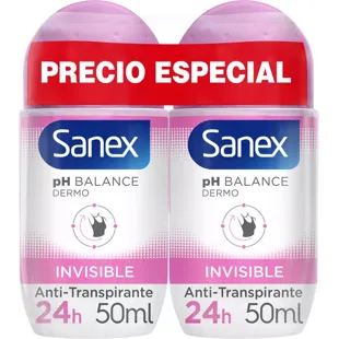 Sanex pH Balance Dermo Invisible Desodorante Roll-On 2x50 ml