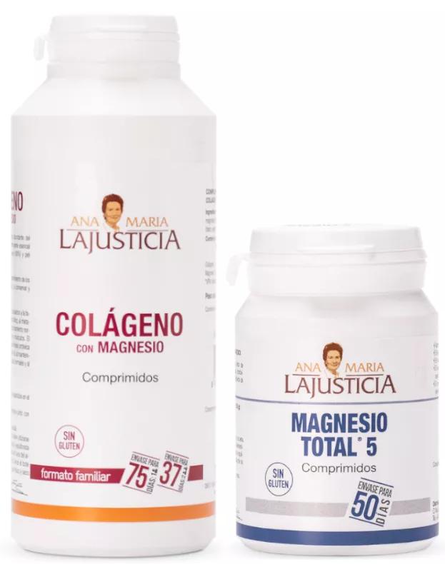 Ana María Lajusticia Kollagen und Magnesium 450 Tabletten + Gesamtmagnesium 5 100 Tabletten