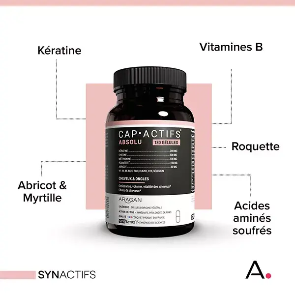 Aragan - Synactifs - Capactifs® Absolu - Cheveux & Ongles - Kératine - 180 gélules
