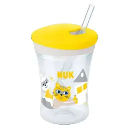 Nuk Action Cup Tasse d'Apprentissage avec Paille +12m 230ml Jaune