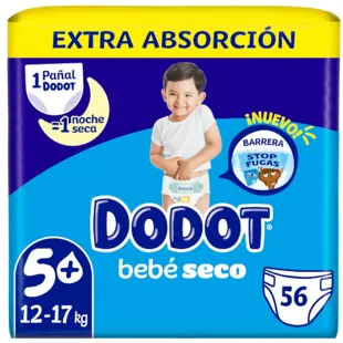 Dodot Fraldas Dry Baby T5+ (12-17 Kg) 56 unidades