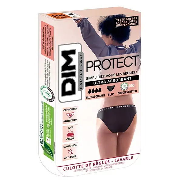Dim Expert Care Protect Culotte de Règles Forme Slip Flux Abondant Taille 40/42