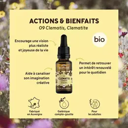 Biofloral Fleur De Bach 09 Clematis Clematite Compte Gouttes Bio Demeter 20 ml