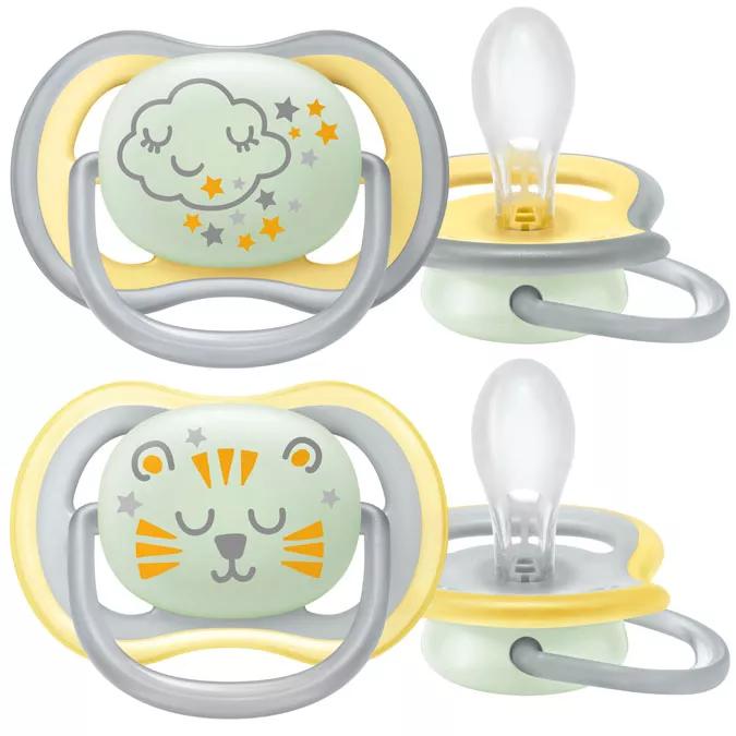 Avent Ultra Air Nocturnal Pacifiers +18m Yellow 2 units