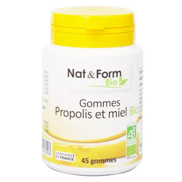 Nat & Form Bio Gommes Propolis & Miel 45 unités