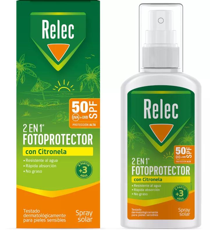 Relec Fotoprotector SPF50 2 en 1 con Citronela 100 ml