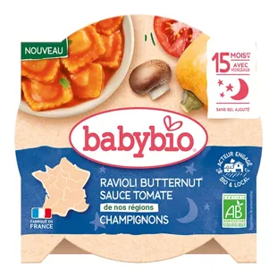 Babybio Ravioli Zucca Salsa di Pomodoro e Funghi Bio 190g