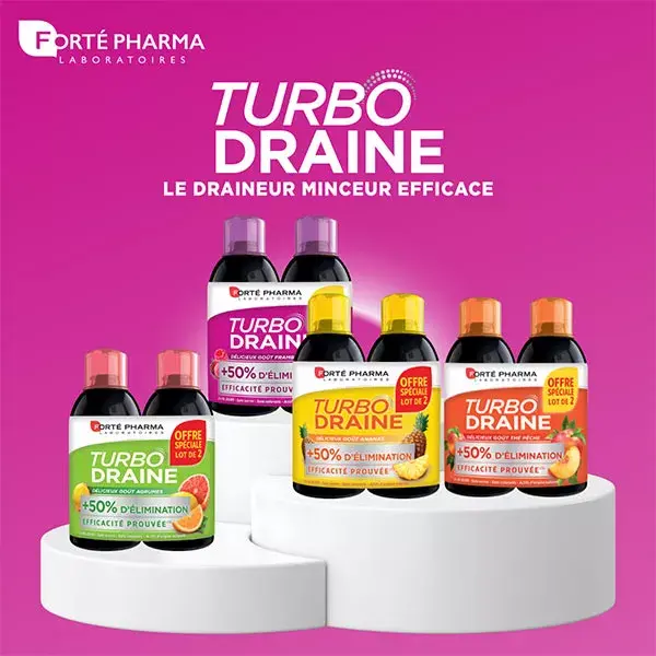 Forte Pharma TurboDraine Snellente Bevanda Lampone Lotto di 2 x 500ml Promo