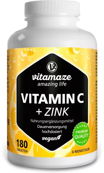 Vitamaze Vitamin C 1000 mg + Veganes Zink 180 Tabletten