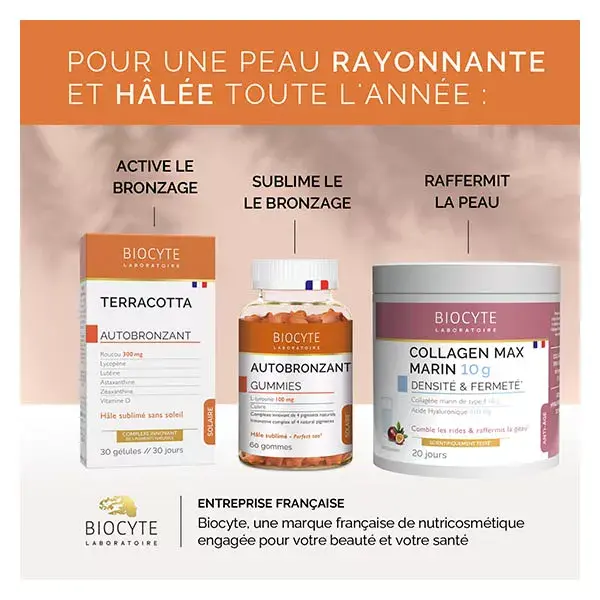 Biocyte Terracotta Bronzage Mélanine L-tyrosine Cuivre 30 gélules