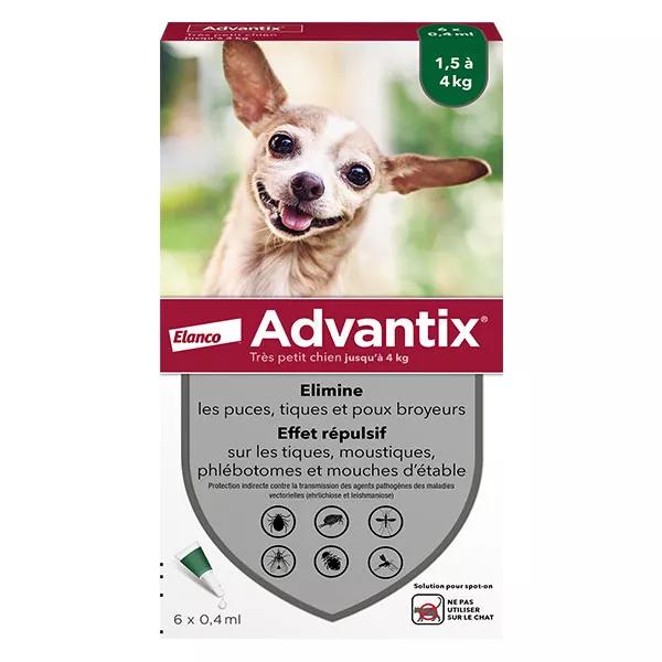Advantix Chien Solution Antiparasitaire Très Petite Race 1,5 à 4kg 6 pipettes