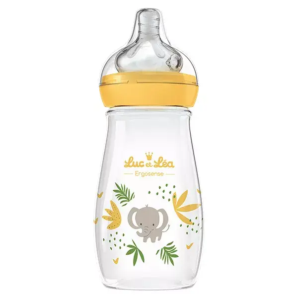 Luc et Léa Elephant Yellow Plastic Baby Bottle 270ml