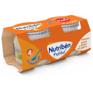 Nutribén Potito Manzana, Naranja, Plátano y Galleta 2x120 gr