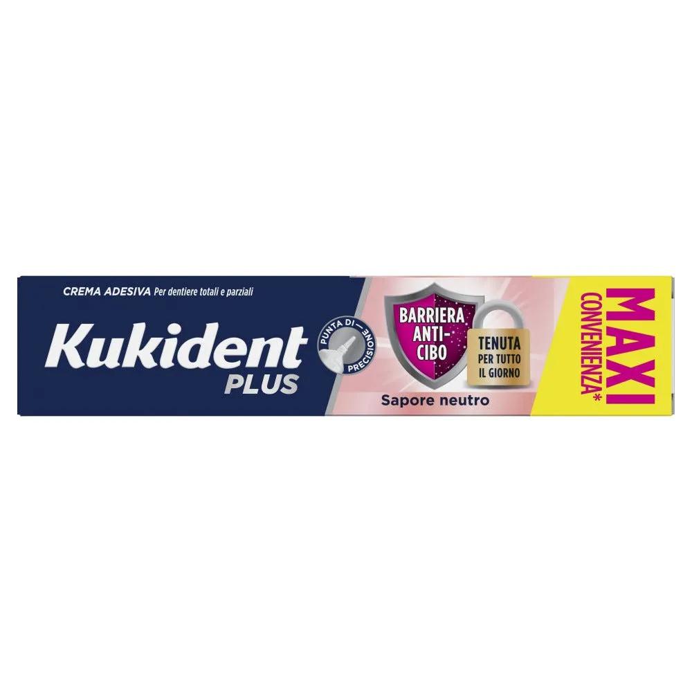 Kukident Plus Barriera Anti-cibo Crema Adesiva Per Dentiere Totali e Parziali Sapore Neutro 57 ml