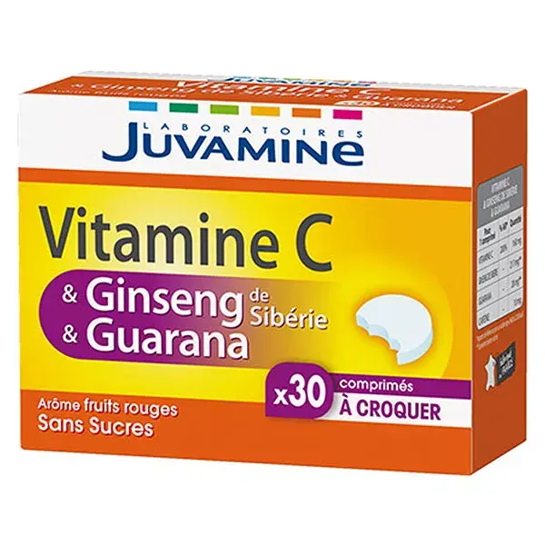 Juvamine vitamina C - Ginseng y guaran 30 masticables sin azcar