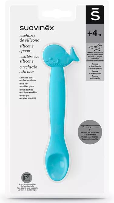 Suavinex Silicone Spoon for Babies +4m Blue