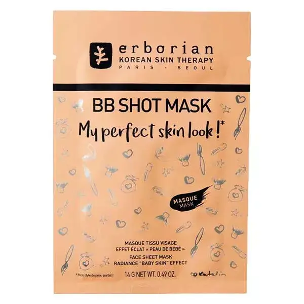 Erborian BB Shot Mask Masque Tissu Visage Effet Peau de Bébé 14g