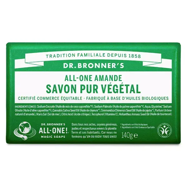 Dr Bronner's Savon Pur Végétal Amande 140g