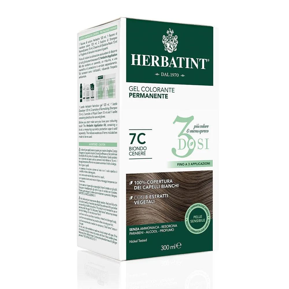 Herbatint Tintura Capelli Gel Permanente 3Dosi 7C Biondo Cenere 300 ml